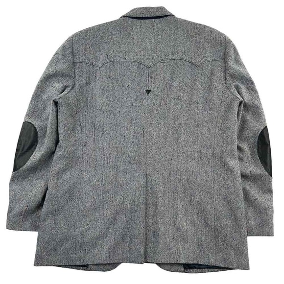 Alamo Moda Hombre Western Blazer Jacket Men’s 44R Gray Black Faux Leather Rodeo - Picture 2 of 15